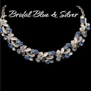 Vintage LISNER  Blue Rhinestone & Silver Necklace buy one get one